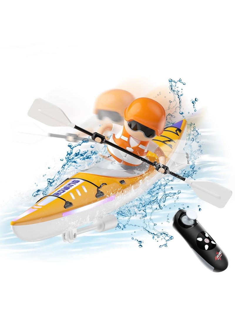 سيوسي قارب التحكم عن بعد للأطفال مع أضواء LED، 2.4 جيجا هرتز محاكاة قوارب الكاياك RC مع مجداف للبحيرة والنهر وحمام السباحة وحوض الاستحمام، ألعاب مائية متوازنة للأولاد والبنات، هدايا رائعة للأطفال من سن 4 إل - Image 1